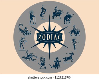 Set of Zodiac signs. Vector illustration.