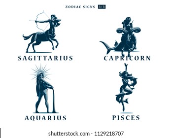 Set of Zodiac signs. Vector illustration.