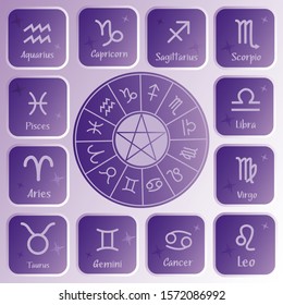 Set of zodiac signs vector illustration.