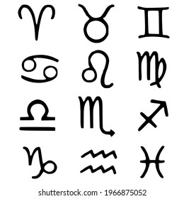 Set zodiac signs, vector illustration