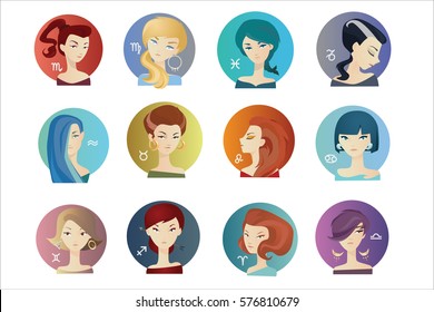 Set of Zodiac signs. Vector illustration.