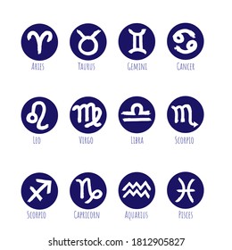 Set of zodiac signs.Vector illustration.