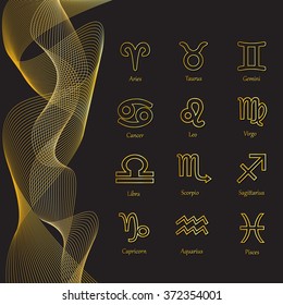 Set of zodiac signs.Zodiac icons.Vector illustration,.