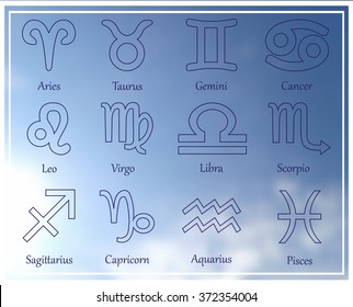Set of zodiac signs.Zodiac icons.Vector illustration.