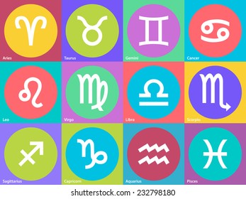Set Zodiac Symbol Icons On Color Stock Vector (Royalty Free) 232798180 ...