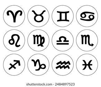 Set of Zodiac symbols, simple horoscope icons vector illustration for design