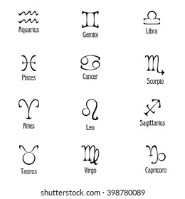 A set of zodiac symbols. Vector illustration