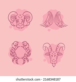 set of zodiac symbols vector style