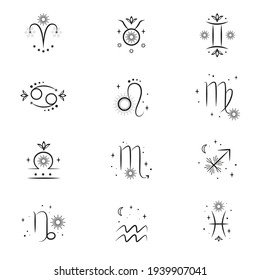 A set of zodiac symbols.Vector illustration.