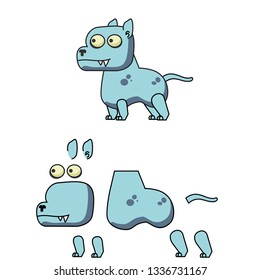 Set of zombie dog, divided into parts ready to be animated