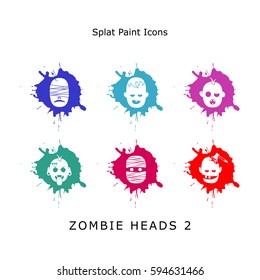 Set Zombie Heads 2 Splat Icons Web Designers Mobile User Interface Designers
