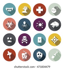 Set of Zombie icons with long shadow