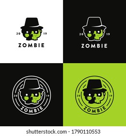 Set of zombie skull head logo icon vector illustration