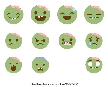 set of zombies emoticon icon bundle, vector illustration, white background