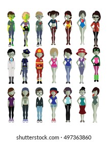 Set of zombies for Halloween in White Background