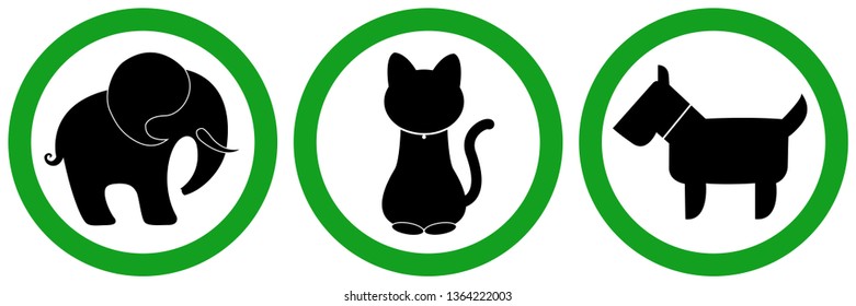 set  zone animal sign ,zone dog,zone cat,zone elephant isolated on white background,warning label vector eps 10.