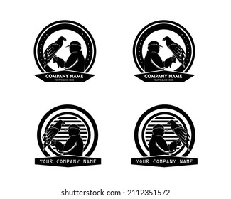 Set of zookeeper logo silhouette vector illustrations