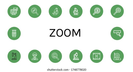 Set Of Zoom Icons. Such As Analysis, Search, Microscope, Research, Researcher, Viewfinder, Camera, Lens , Zoom Icons