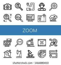 Set Of Zoom Icons Such As Camera, Search, Itinerary, Resize, Explorer, Zoom In, Analysis, Zoom Out, Research, Microscope, Viewfinder, Find ,