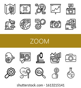 Set Of Zoom Icons. Such As Search, Research, Viewfinder, Find, Analysis, Camera, Amateur Camera, Searching, Microscope , Zoom Icons