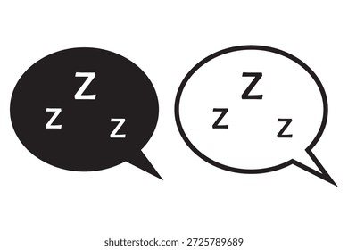 Conjunto de Ilustración vectorial de icono de sueño Zzz aislado sobre fondo negro.
