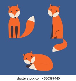 Set_of_cute_foxes - vector