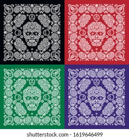 
set,bandana pattern with skull and paisley