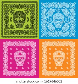 
set,bandana pattern with skull and paisley