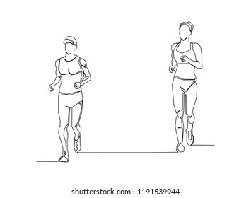 set-continuous line drawing of jogging.run concept, fitness, sports, health, vector illustration simple.