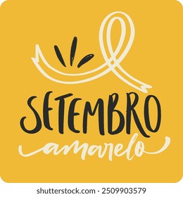 Setembro amarelo. setembro amarelo em português brasileiro. Mão moderna Lettering. vetor.