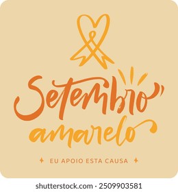 Setembro amarelo. setembro amarelo em português brasileiro. Mão moderna Lettering. vetor.