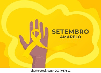 Setembro Amarelo Or Yellow September With Ribbon Vector Background Design