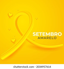 Setembro Amarelo Or Yellow September With Ribbon Vector Background Design