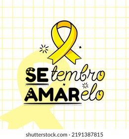 Setembro Amarelo Or Yellow September With Ribbon Vector Background Design