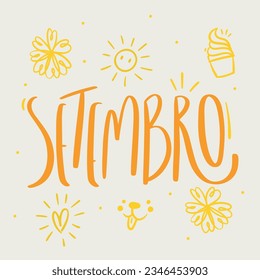 Setembro. September in brazilian portuguese. Modern hand Lettering. vector.