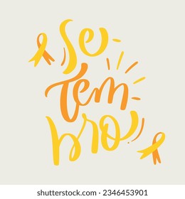 Setembro. September in brazilian portuguese with ribbon. Modern hand Lettering. vector.