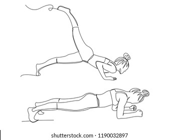 
set-Exercise continuous line drawing of women fitness yoga concept vector health illustration