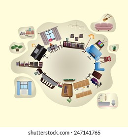 Set-furniture.  EPS10 vector file organized in layers for easy editing.  