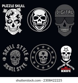 set,gothic sign with skull, grunge vintage design t shirts