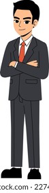 Seth Business Man Wearing Suit And Tie Akimbo Pose Standing Character Design