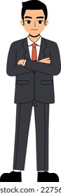 Seth Business Man Wearing Suit And Tie Handsome Smart Crossed Arms Pose Standing Character Design