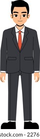 Seth Business Man Wearing Suit And Tie Front Pose Standing Character Design