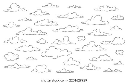 Seth Clouds. Coloring book. Vector line illustration on white background. Doodle