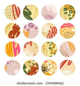 Seth collection of template covers for highlights social media in modern abstract style. Vector on a white isolated background.