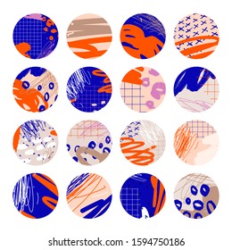 Seth collection of template covers for highlights social media in modern abstract style. Vector on a white isolated background.