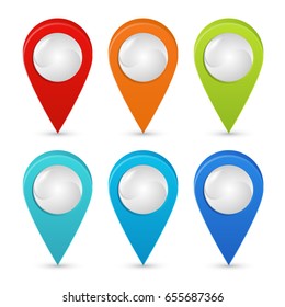 Seth colorful map pointers. Map pointers 3d icons. Vector image isolated