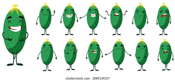 Seth is a cute cucumber character with different emotions.