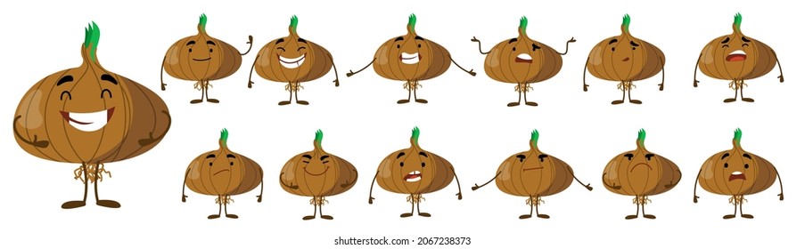 Seth is a cute onion character with different emotions.