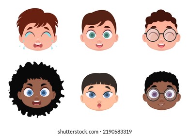 Seth, the faces of the boys. Vector illustration