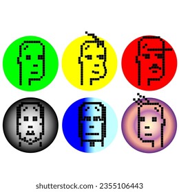 Seth, the faces of the boys. vector illustration.Avatars with people's faces on a colored background.